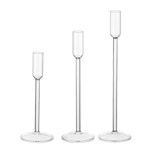 [865621] CANDELABRO DE VIDRIO SETX4PZ. REF:ES27936 17CM, 21CM, 25CM, 29CM