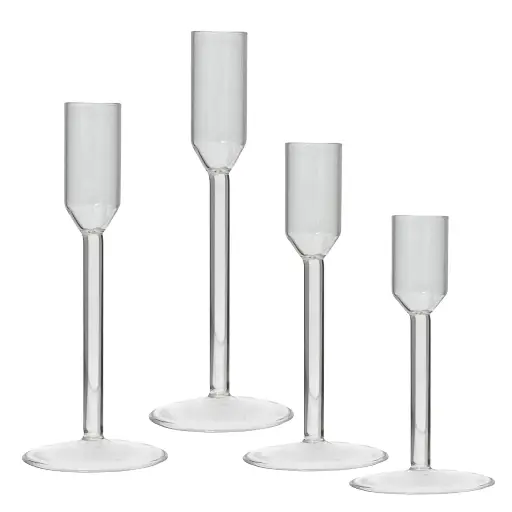 [865621] CANDELABRO DE VIDRIO SETX4PZ. REF:ES27936 17CM, 21CM, 29CM, 25CM