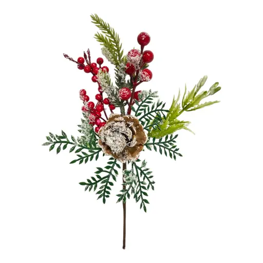 [8679811120720] RAMA NAVIDEÑA CEREZAS Y PIÑAS 25CM 