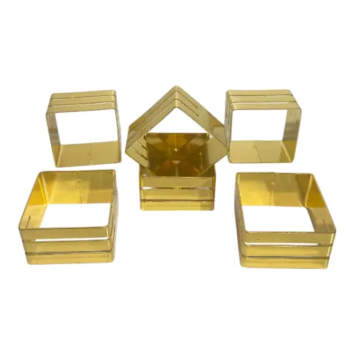 [6981606504052] SERVILLETERO METALICO DORADO CROMADO SET X 6 PZS. 