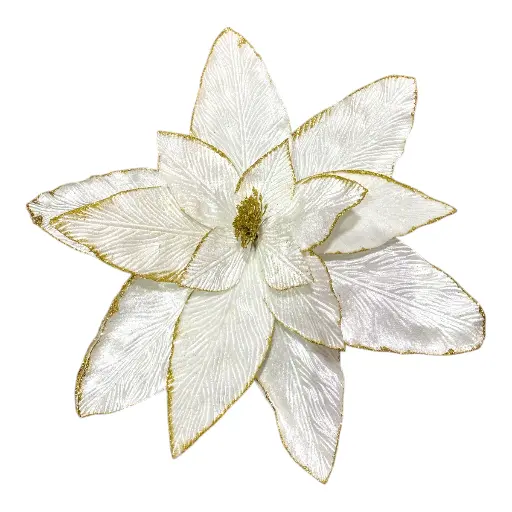 [215504] FLOR NAVIDEÑA BEIGE FILO DORADO Ø52CM