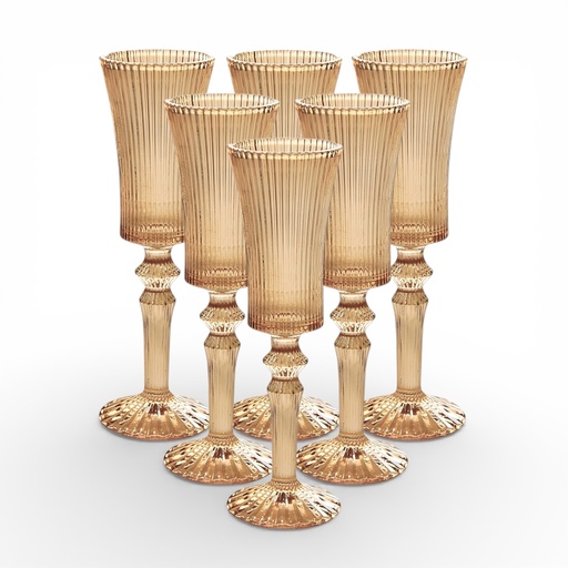 [2025057506839] SET DE 6 COPAS CRISTAL ÁMBAR 22X7CM