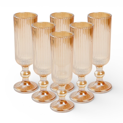 [2025057506877] SET DE 6 COPAS CRISTAL ÁMBAR 18X5.5CM