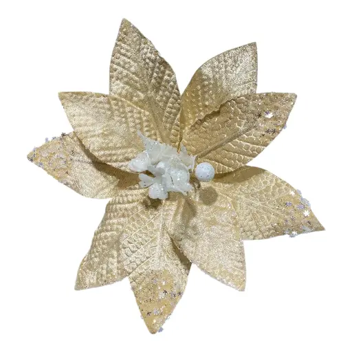 [1702335015849] FLOR NAVIDEÑA 27CM BEIGE TERCIOPELO 