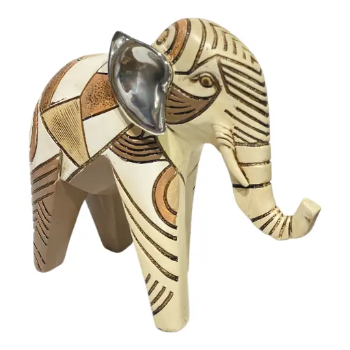 [4545450001677] ELEFANTE POLIRESINA MINIMALISTA MOCCA 22X8X19CM