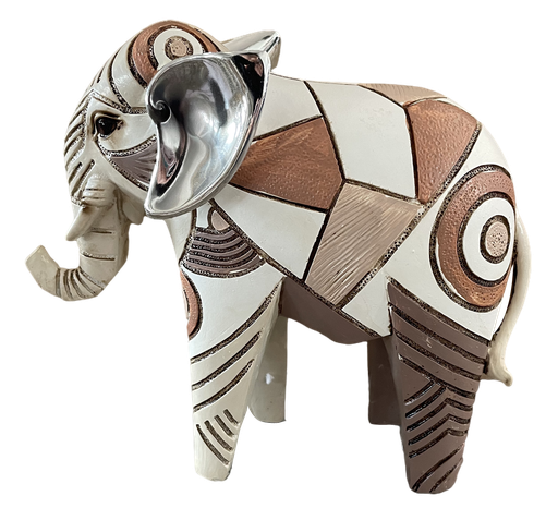 [CS8020620] ELEFANTE POLIRESINA MINIMALISTA MOCCA 18X7X16CM
