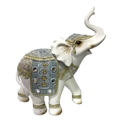 [CS8020549] ELEFANTE CELESTE/BLANCO 30X12X34CM