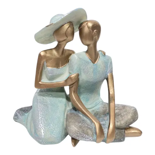 [CS25230] PAREJA TURQUESA DECOR POLIRESINA 17X10X16CM