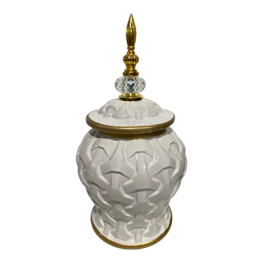 [CS23177] TIBOR BLANCO/DORADO DE PORCELANA 15X30CM