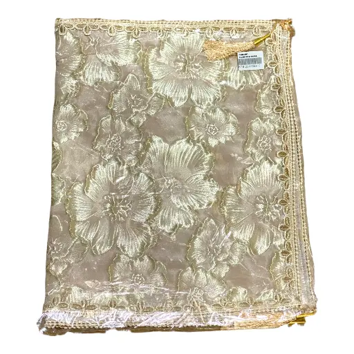 [2503386C] CAMINO DE MESA FLOR ORO ROSA 40X180CM 
