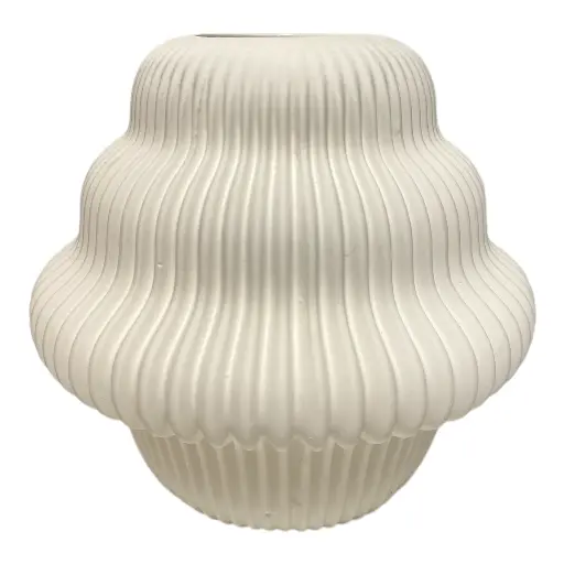 [CS18692] FLORERO DE PORCELANA CON TEXTURA BLANCO 16X16X16CM