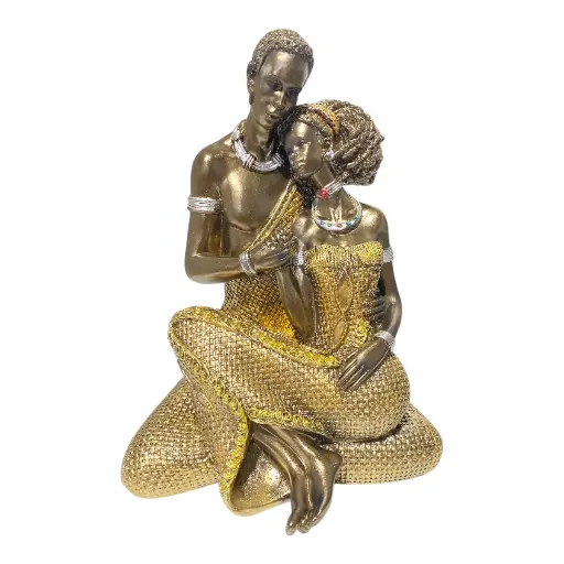 [CS8180197] PAREJA AFRICANA POLIRESINA 15X13X20CM