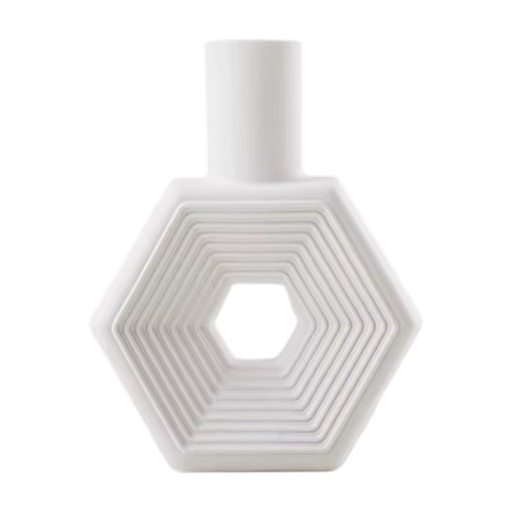 [S50839] FLORERO DE CERAMICA BLANCO 17X5X20CM