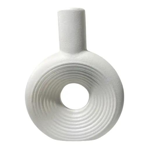 [S50837] FLORERO DE CERAMICA BLANCO 17X6X22CM