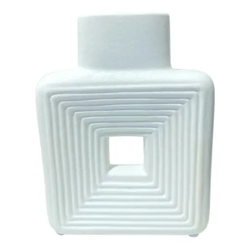 [S50835] FLORERO DE CERAMICA BLANCO 15X5X20CM