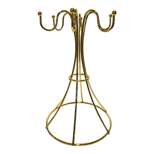 [S50851] PORTA TAZAS METALICO DORADO CROMADO/PARA 6 TAZAS. 16X16X26CM