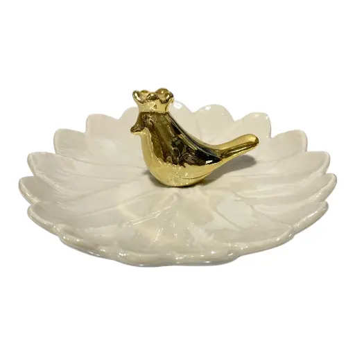 [S50874] PORTA ANILLOS DE PORCELANA 12.5X12.5X5CM