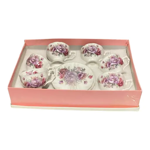 [S50669] JUEGO DE TAZAS Y PLATOS ROSAS 12PCS PORCELANA