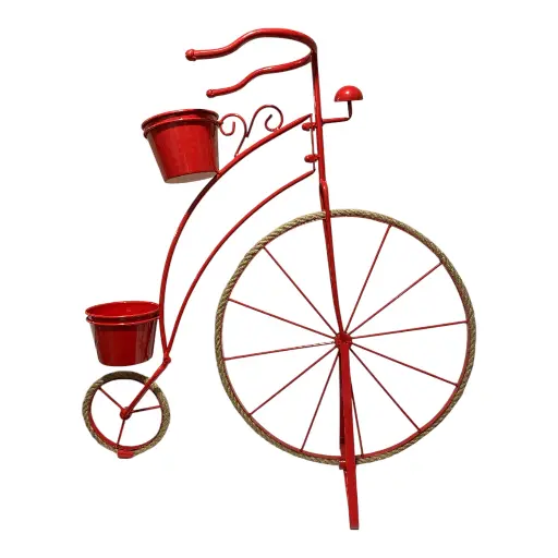 [S50303] BICICLETA METALICA PORTA MACETAS ROJA 75X28X77CM