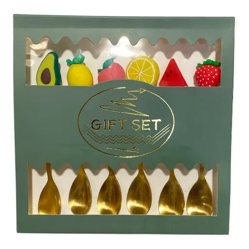 [S50782] SET DE 6 CUCHARITAS DORADAS/FRUTAS 