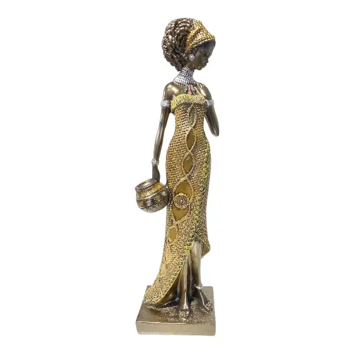 [CS8180194] AFRICANA DECOR DORADA POLIRESINA 8.5X7X32CM