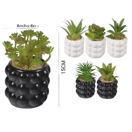 [537053] SUCULENTA ARTF. EN MACETA CERAMICA REF:ES22759 8X15CM  