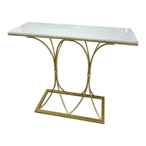 [24223] CONSOLA METALICA CON MESA DE MARMOL  80X35X100CM