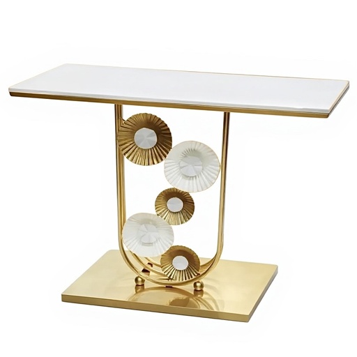 [23995] CONSOLA METALICA CON MESA DE MARMOL BENE  80X35X100CM 