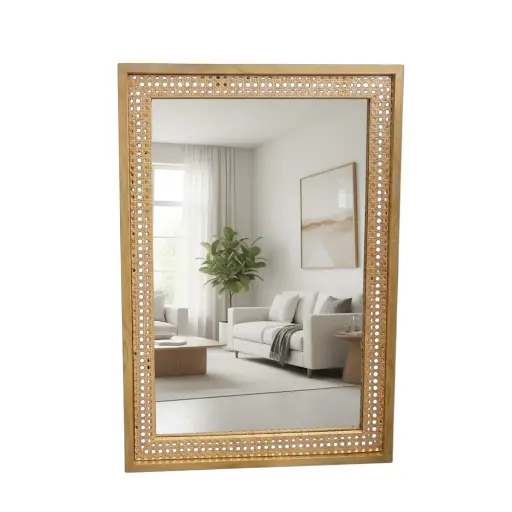 [8679818735217] ESPEJO METALICO MARCO DE MADERA NATURAL 61X89X4CM