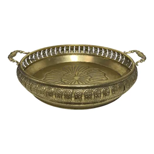 [8679818734524M] BANDEJA METALICA ENVEJECIDA DORADA 37X10CM 
