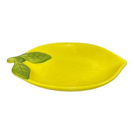 [6981606474447] PLATO FORMA DE LIMON DE CERAMICA 15.5X11X2CM