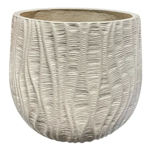 [8679813521990P] MACETA CERAMICA/FIBRA TEXTURA DE HONDAS 26X23CM