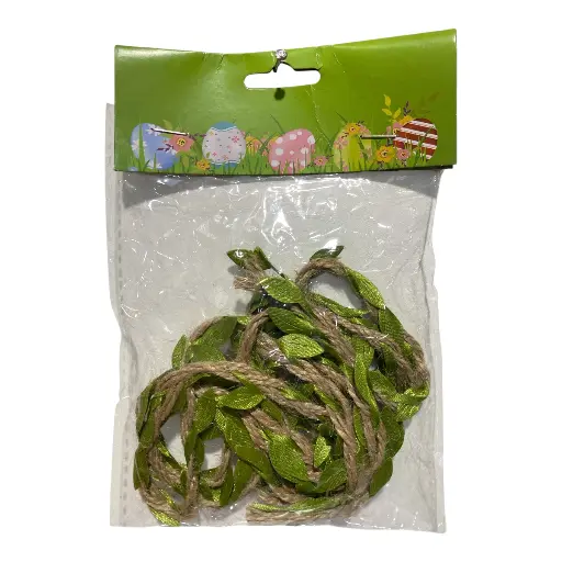 [8679833546119] CORDON TRENZADO YUTE/HOJAS VERDE REF:IC83354611  160CM