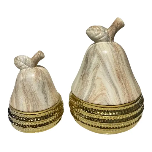 [47504010] URNA EN FORMA PERA DE PORCELANA SET X2 PZS. Ø13X20CM, Ø10X14CM