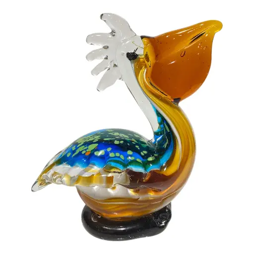[23638] PELICANO DE VIDRIO TIPO MURANO 17X9X17CM
