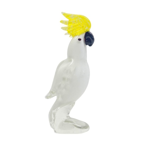 [23912] CACATUA DE VIDRIO TIPO MURANO 9X6X22CM