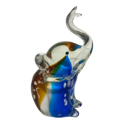 [23776] ELEFANTE DE VIDRIO TIPO MURANO 10X7X17CM