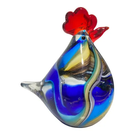 [23907] GALLINA DE VIDRIO TIPO MURANO 12X8X13CM