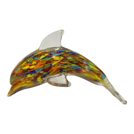 [23774] DELFIN DE VIDRIO TIPO MURANO 16X8X10CM