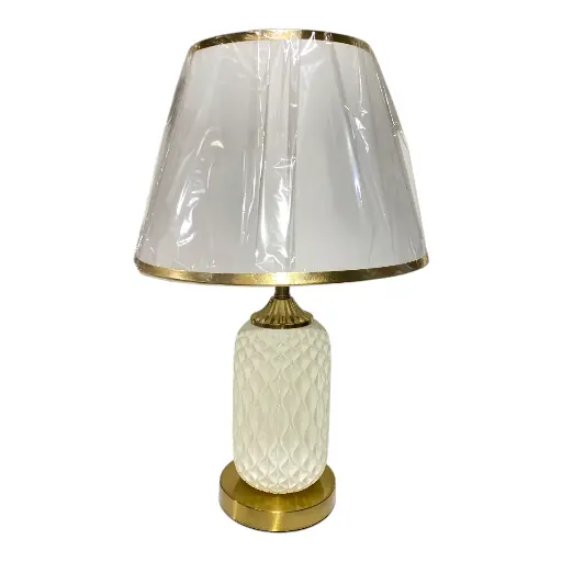 [CS26041] LAMPARA DE MESA DORADA/BLANCA 30X48CM