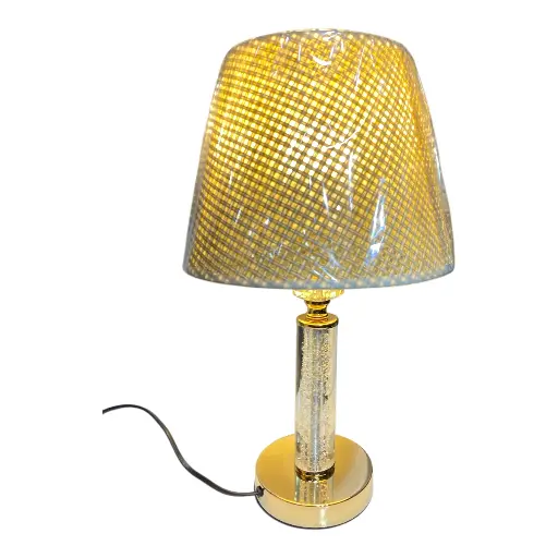 [CS26027] LAMPARA DE MESA DORADA/CRILICO TEJIDA 25X33CM