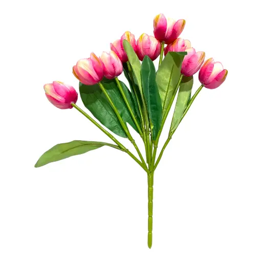 [CS25972R] RAMO ARTF. TULIPAN ROSADO 9 BOTNES  44CM