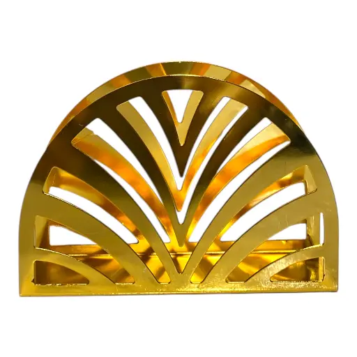 [S40670] PORTA SERVILLETA DE METAL CROMADO DORADO 13X4X9CM