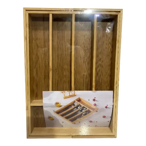 [S50931] ORGANIZADOR DE CUBIERTOS, MATERIAL BAMBU. 37X27X5CM