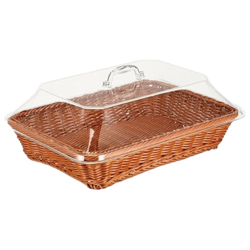 [S50859] PANERA TEJIDA RATAN /TAPA ACRILICA 35X25X15CM
