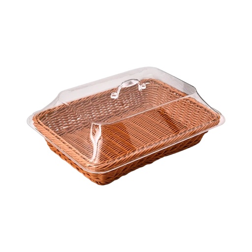 [S50858] PANERA TEJIDA RATAN /TAPA ACRILICA 20X30X15CM