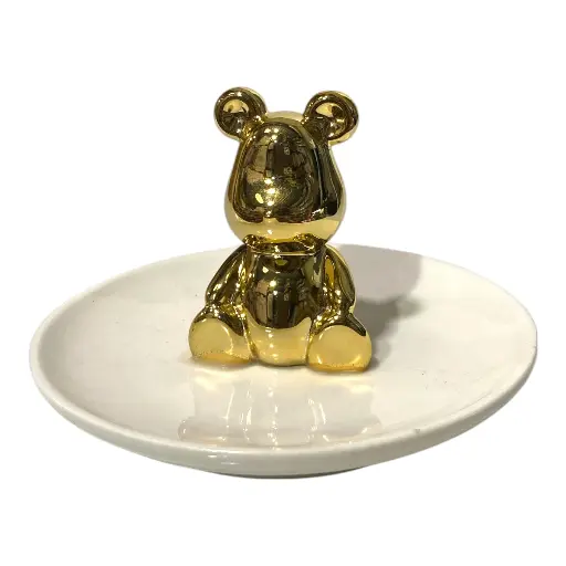 [S50876] PORTA ANILLOS OSO DE PORCELANA Ø9X6CM