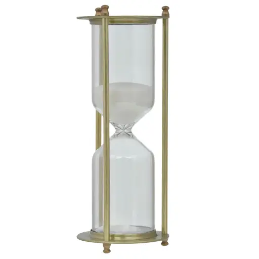 [2409002024858] RELOJ DE ARENA BRONCE, METAL Y VIDRIO 8X21CM 30 MIN.