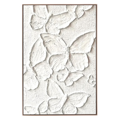 [16120] CUADRO TEX. MARIPOSAS MARCO FILO DORADO 70X110CM 