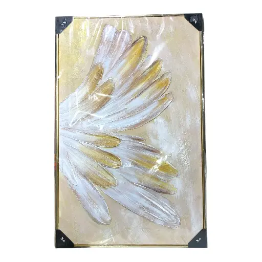 [16123] CUADRO TEX. ALAS MARCO FILO DORADO 70X110CM  